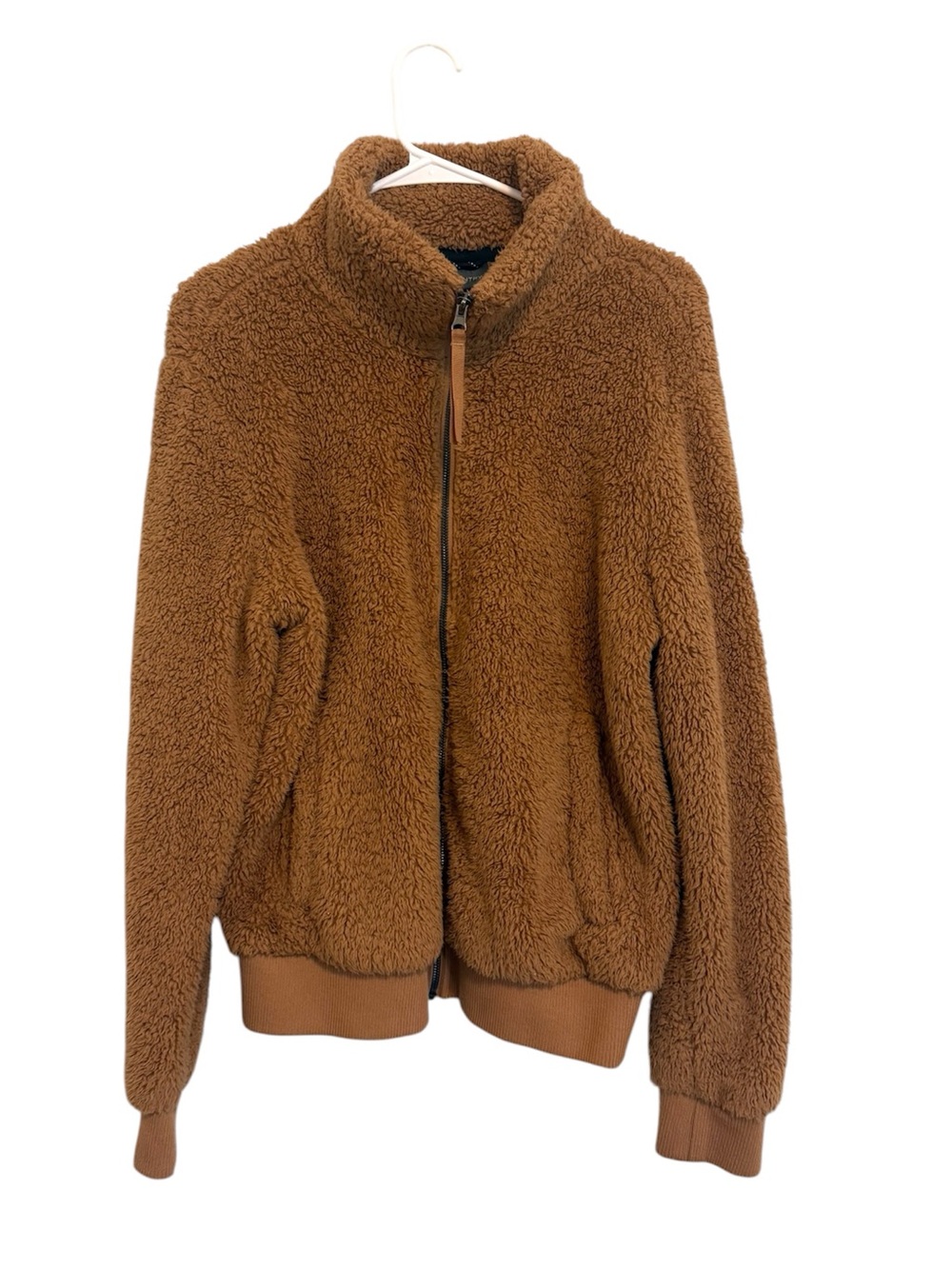 Free Country Camel Teddy Sherpa Fleece Full Zip Jacket Medium Cozy Pockets